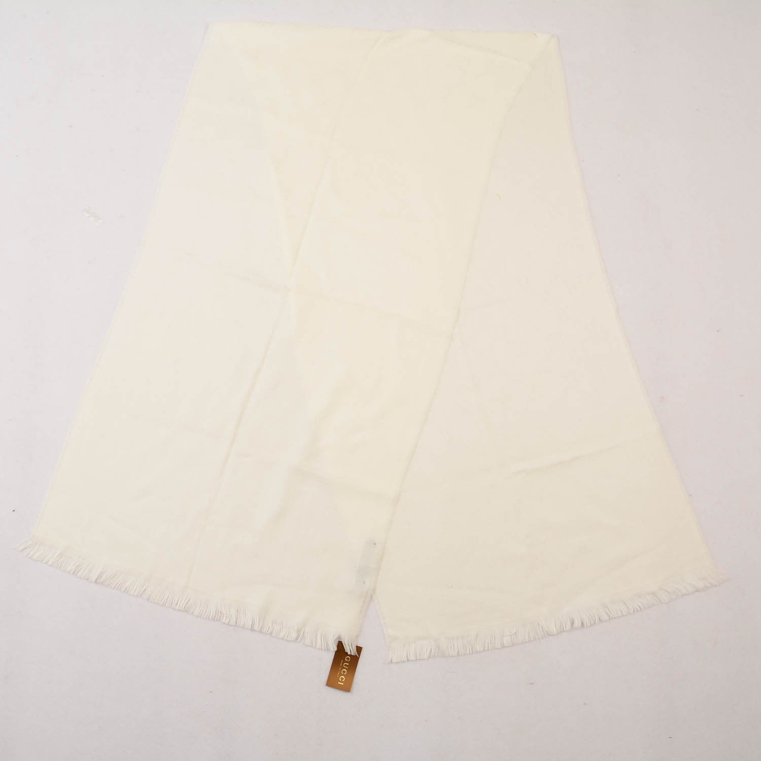 Gucci Wool GG Monogram Sten Fringe Scarf White 3 of 4