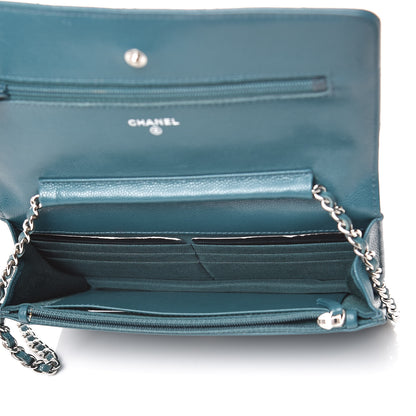 Chanel Caviar Quilted Wallet On Chain WOC Dark Turquoise 5 of 11