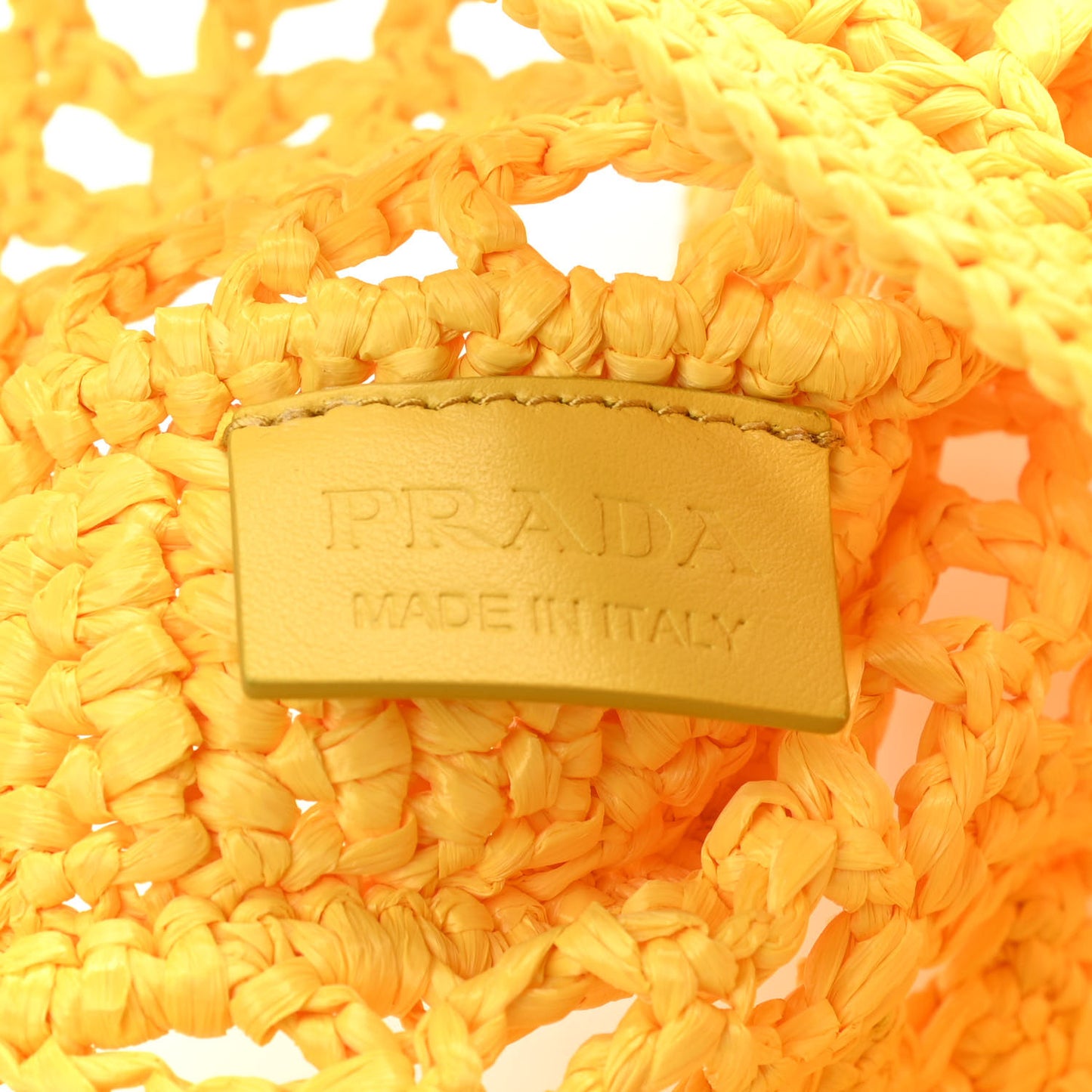 Yarn Raffia Effect Crochet Logo Embroidered Tote Bag Giallo