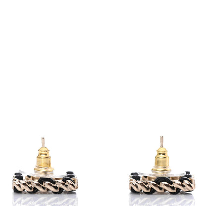 Chanel Crystal Lambskin Chain Sergeant Chanel Stud Earrings Black Gold 3 of 4