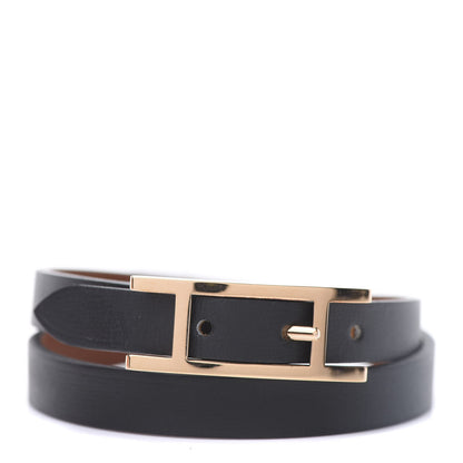 Hermes Chamonix Tadelakt Behapi Double Tour Reversible Bracelet T3 Black Fauve 1 of 6