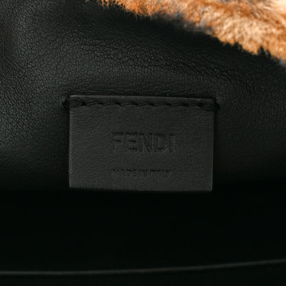 Fendi Shearling Vitello Dolce Macro FF 1974 Mini Baguette Tobacco Black 6 of 11