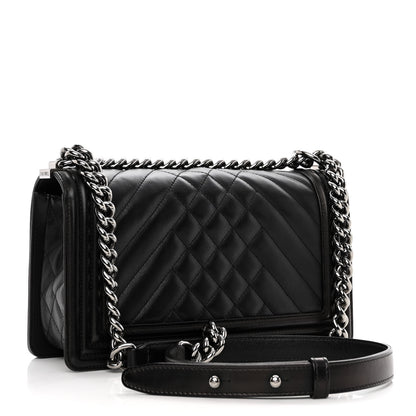 Chanel Calfskin Chevron Quilted Medium Boy Flap Black 3 of 10