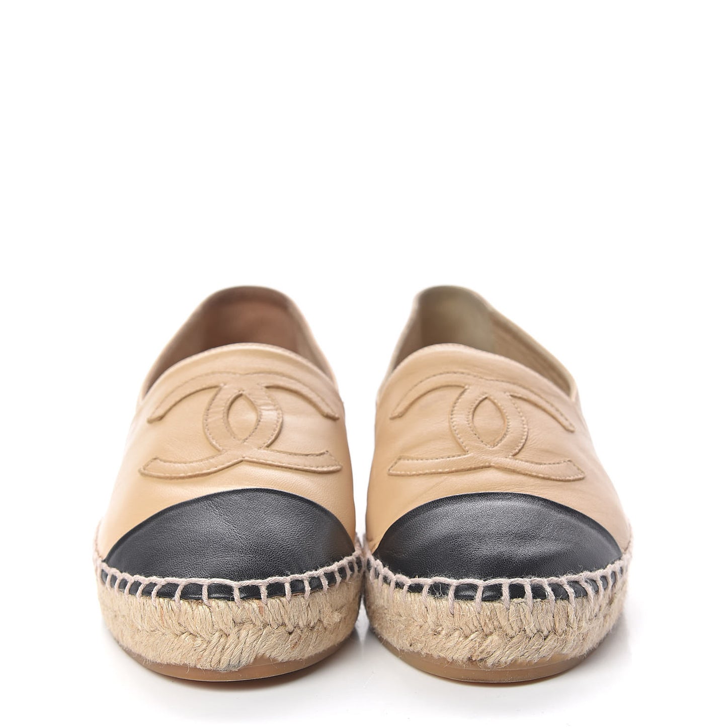Lambskin CC Espadrilles 36 Beige Black