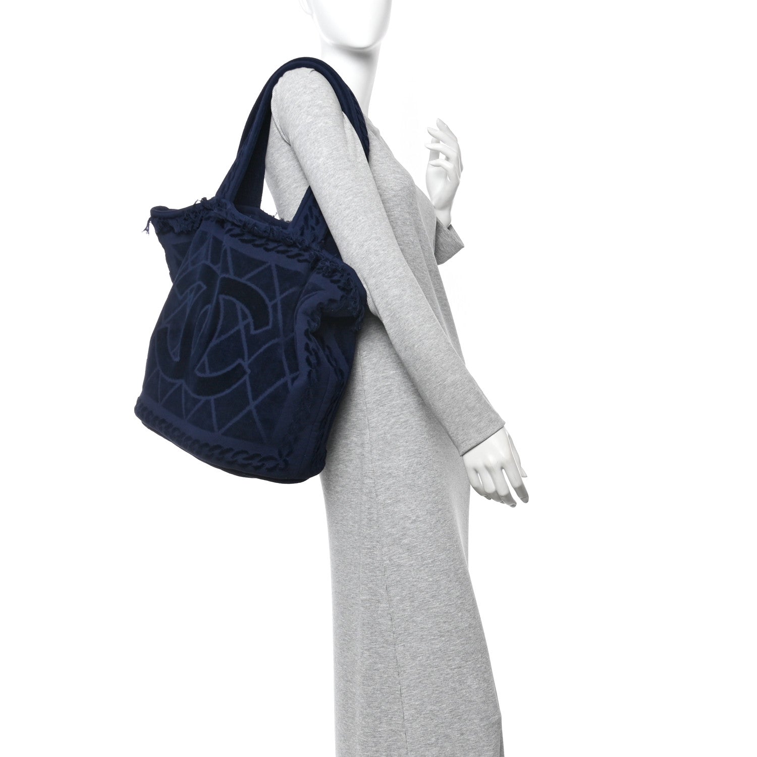 Chanel Terry Cotton CC Beach Tote Towel Set Blue 1825433
