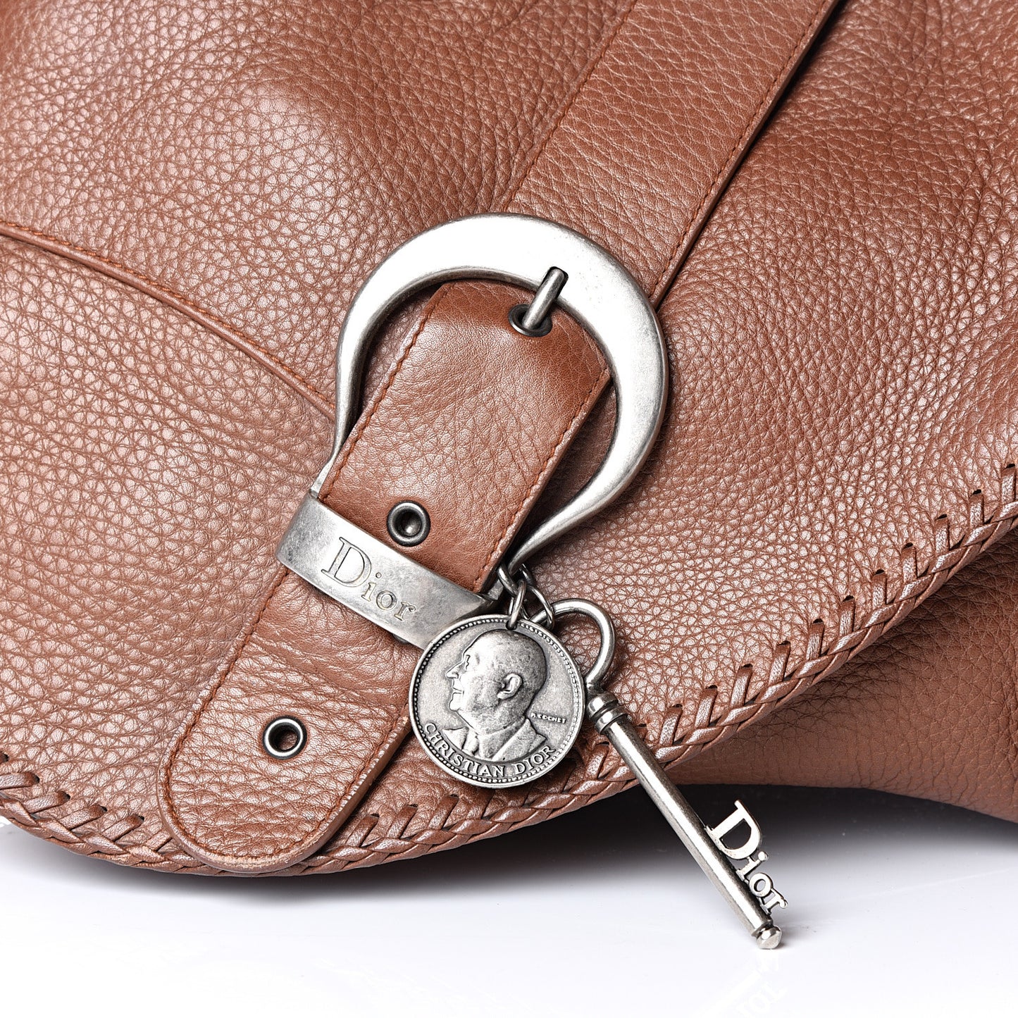 Calfskin Braided Gaucho Double Saddle Bag Brown