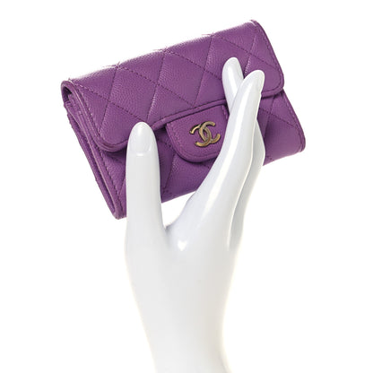 Chanel Caviar Quilted Flap Card Holder Wallet Purple 2 of 9