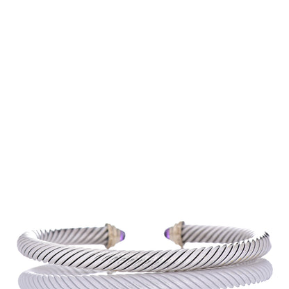David Yurman Sterling Silver 14K Yellow Gold Amethyst 5mm Cable Classics Petite Color Bracelet 3 of 4