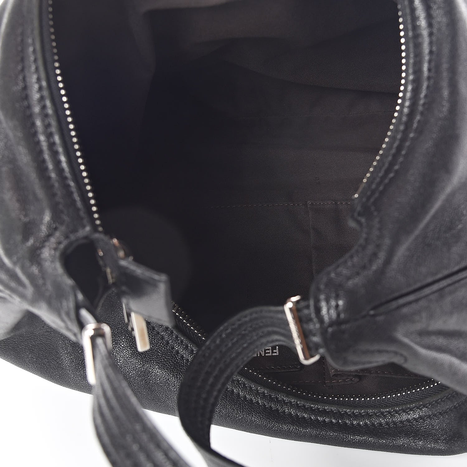 Fendi Sheepskin Zipper Hobo Black 5 of 9