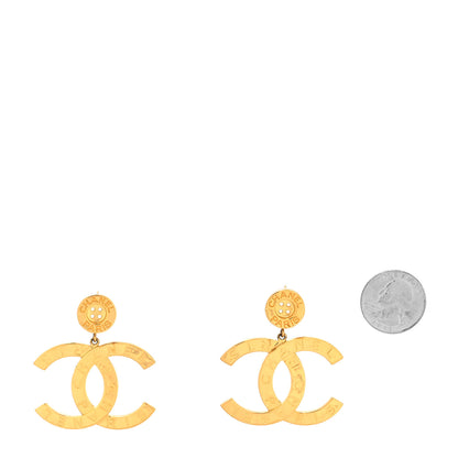 Chanel Metal Large Paris Button Earrings Gold 2 of 4