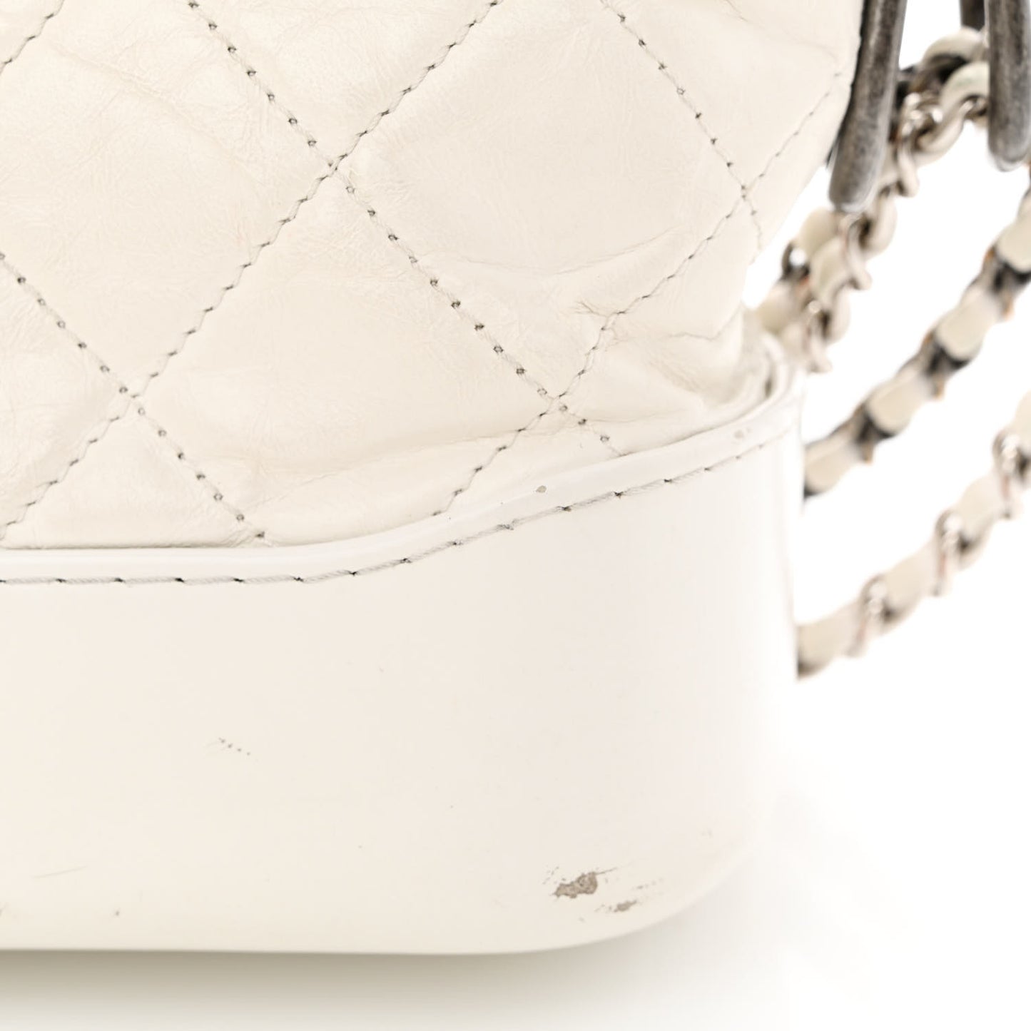 Aged Calfskin Quilted Small Gabrielle Hobo White