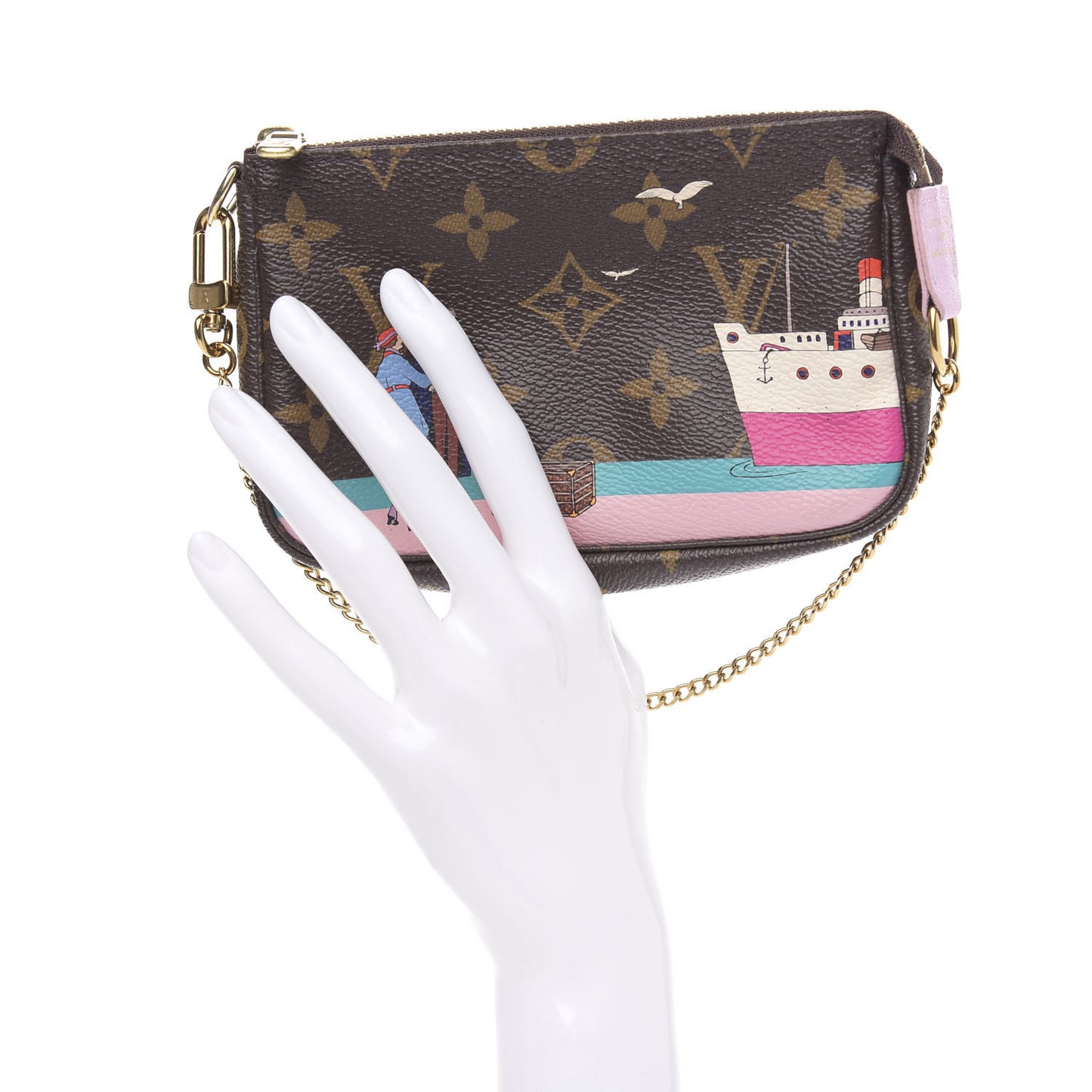 Monogram 2016 Christmas Animation Mini Pochette Accessories Rose Ballerine