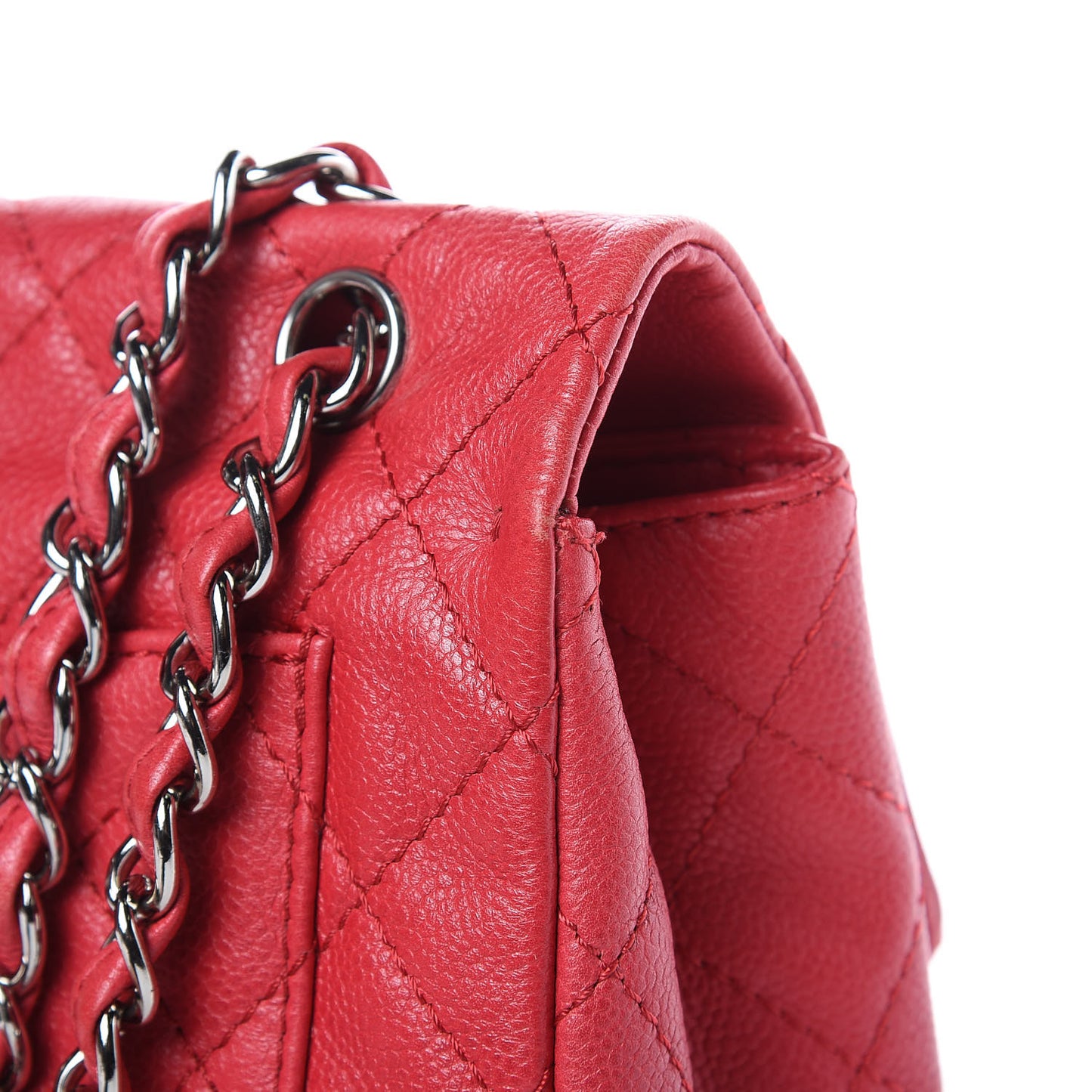 Washed Caviar Quilted Maxi Single Flap Fuchsia