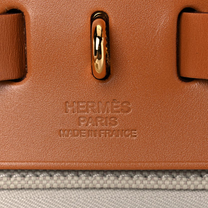 Hermes Military Toile Vache Hunter Herbag Zip Retourne 31 PM Beton Naturel 7 of 11