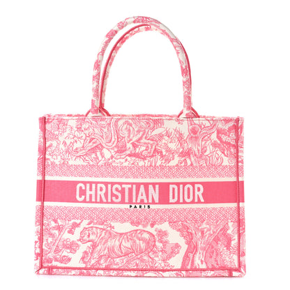 Christian Dior Canvas Embroidered Medium Dioriviera Toile De Jouy Book Tote Peony Pink 1 of 9