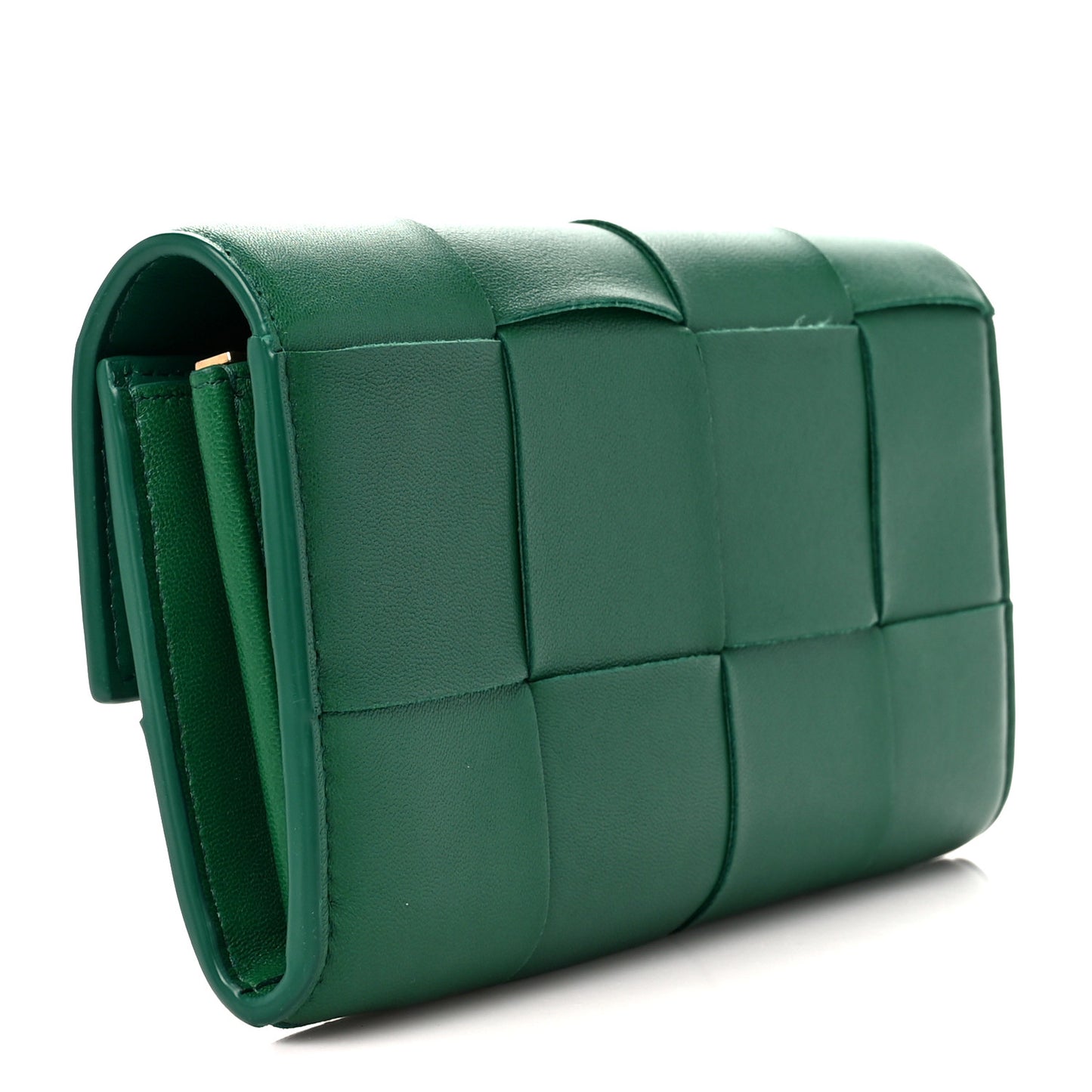 Lambskin Maxi Intreccio Cassette Flap Wallet Raintree