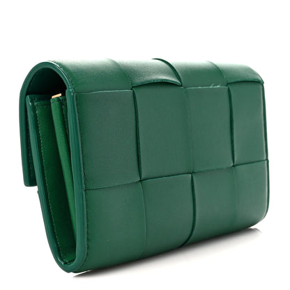 Bottega Veneta Lambskin Maxi Intreccio Cassette Flap Wallet Raintree 3 of 11