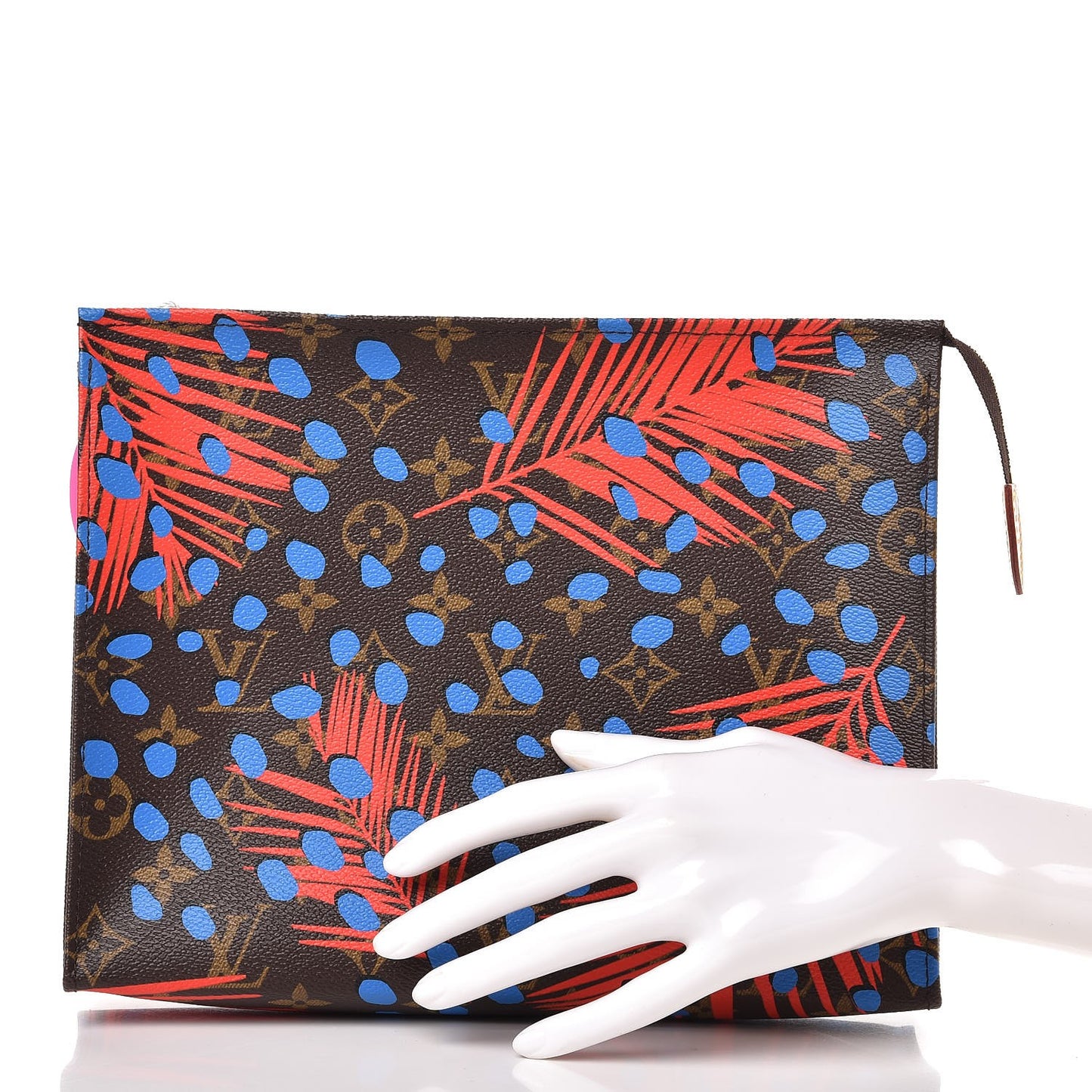 Monogram Jungle Dots Toiletry Pouch 26 Coquelicot Denim
