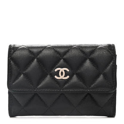 Chanel Lambskin Quilted Flap Card Holder Wallet Black 1 of 14