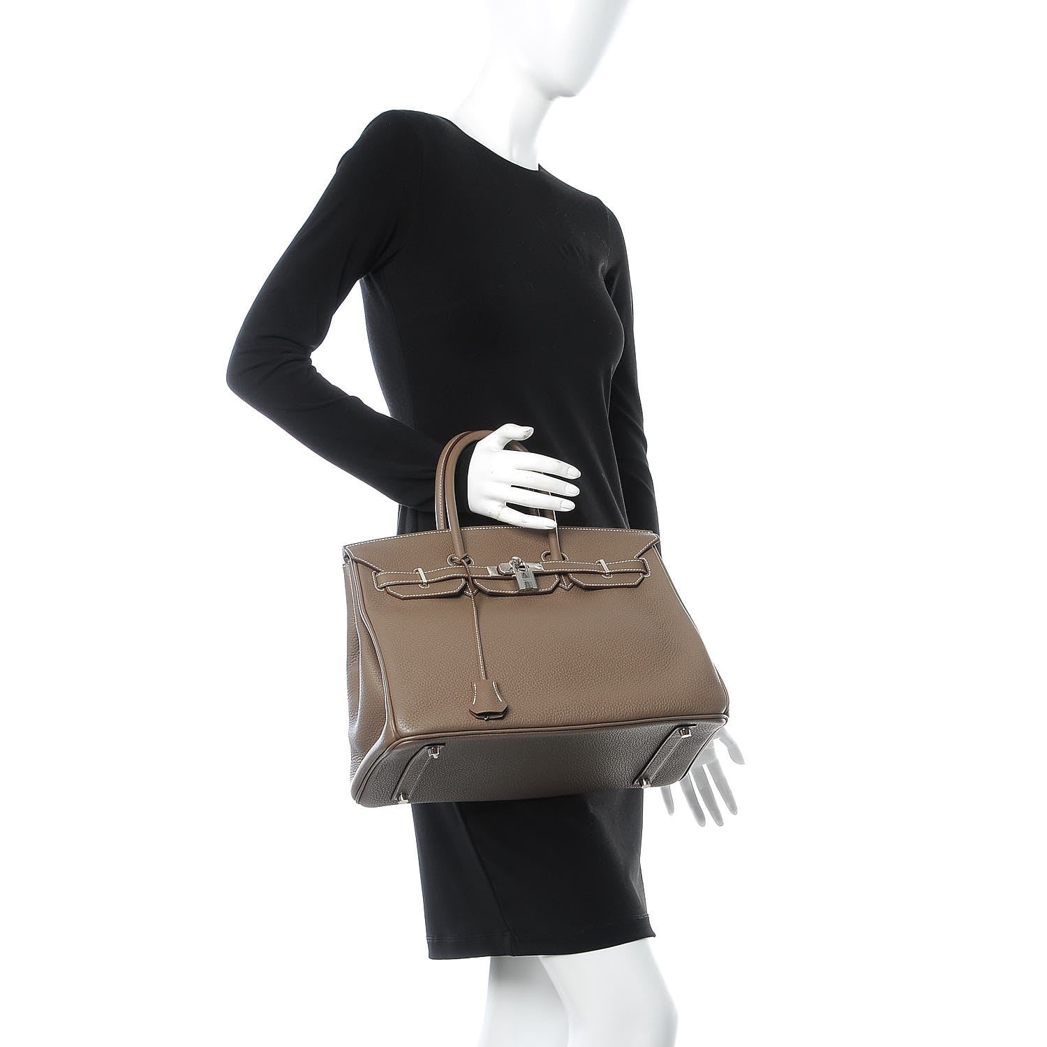 Hermes Taurillon Clemence Birkin 35 Etoupe 2 of 36