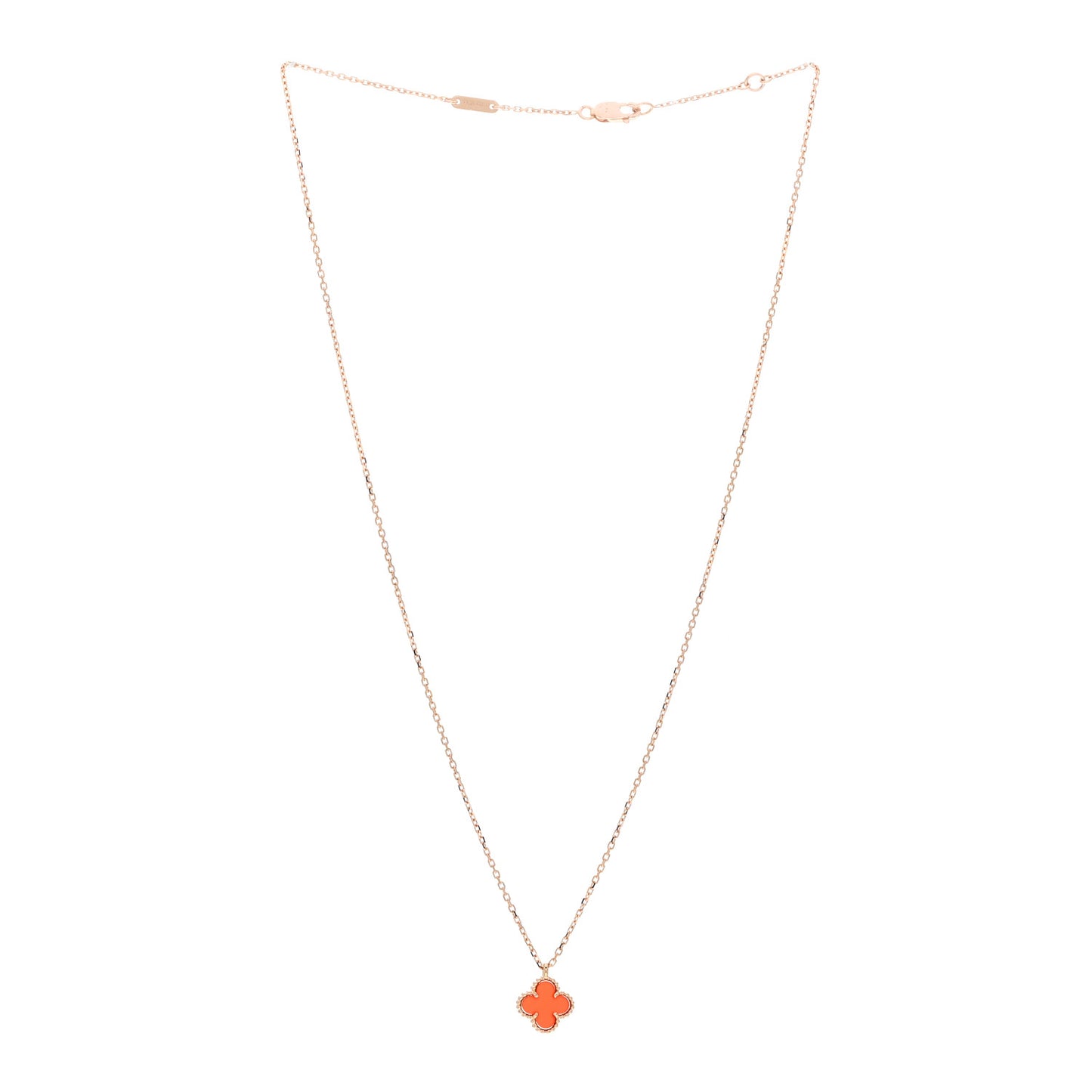 18K Rose Gold Carnelian Sweet Alhambra Pendant Necklace
