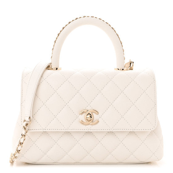 Chanel Caviar Quilted Mini Coco Chain Handle Flap White 1 of 11