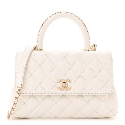 Chanel Caviar Quilted Mini Coco Chain Handle Flap White 1 of 11