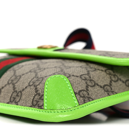 Gucci GG Supreme Monogram Web Small Ophidia Belt Bag Beige Ebony Electric Green 10 of 10