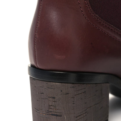 Chanel Calfskin Cap Toe CC Ankle Boots 35 Burgundy Black 8 of 9