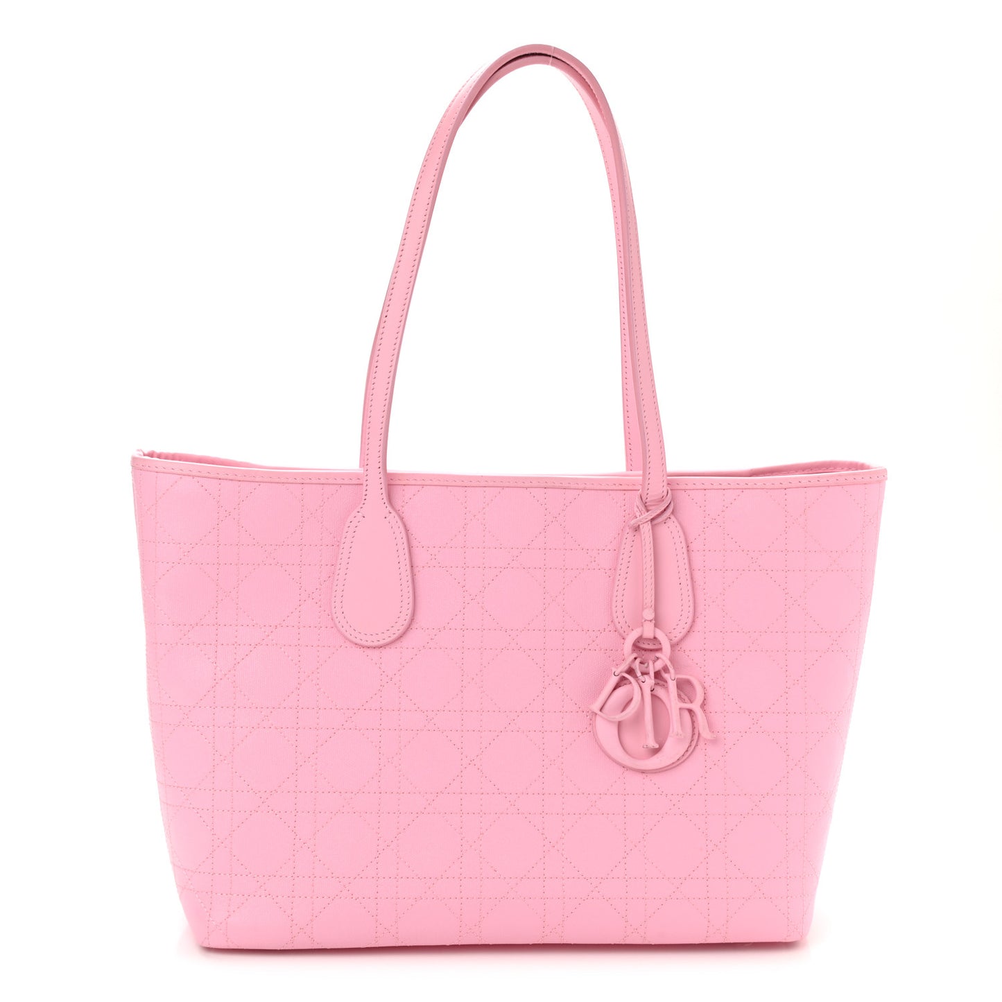 Coated Canvas Cannage Panarea Shopping Tote Pink