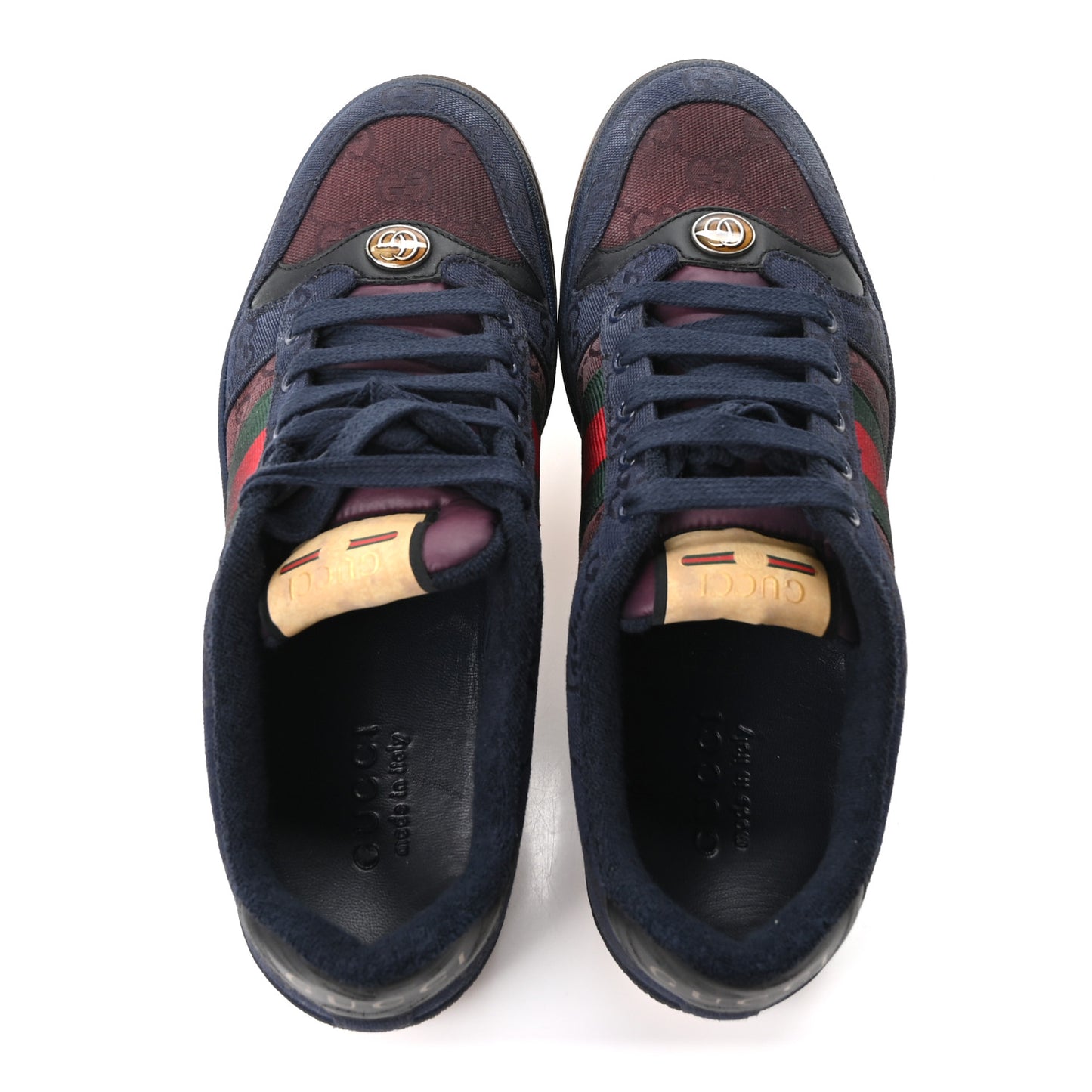 New Canvas GG Web Mens Screener Sneakers 8 Burgundy Navy