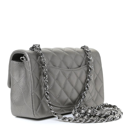 Chanel Metallic Lambskin Quilted Mini Rectangular Flap Silver 3 of 10