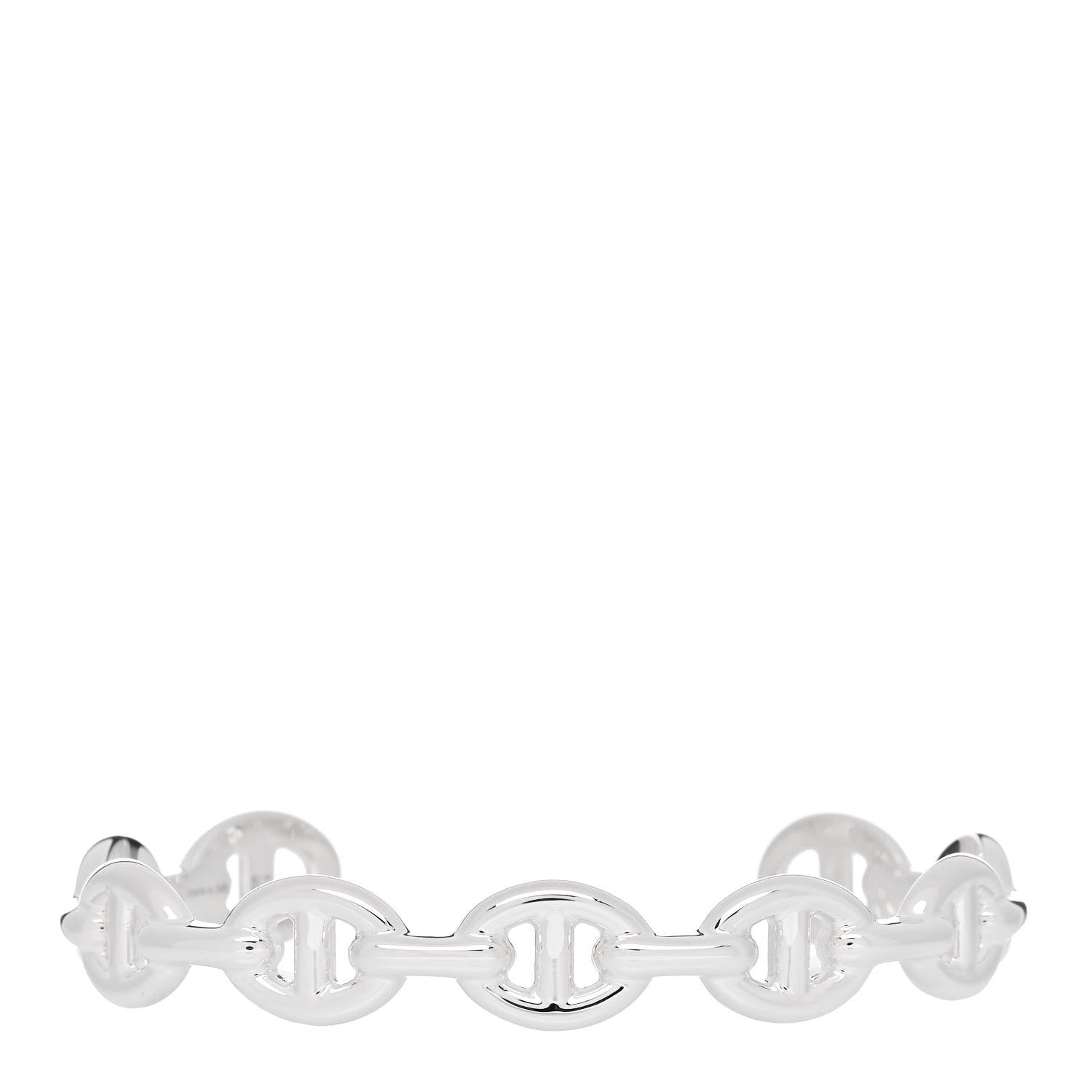 Hermes Sterling Silver MM Chaine d'Ancre Enchainee Cuff Bracelet ST 1 of 5