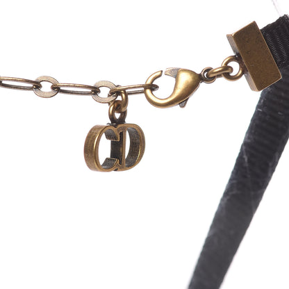 Christian Dior Grosgrain Ribbon Dior Logo Choker Necklace Black 4 of 5