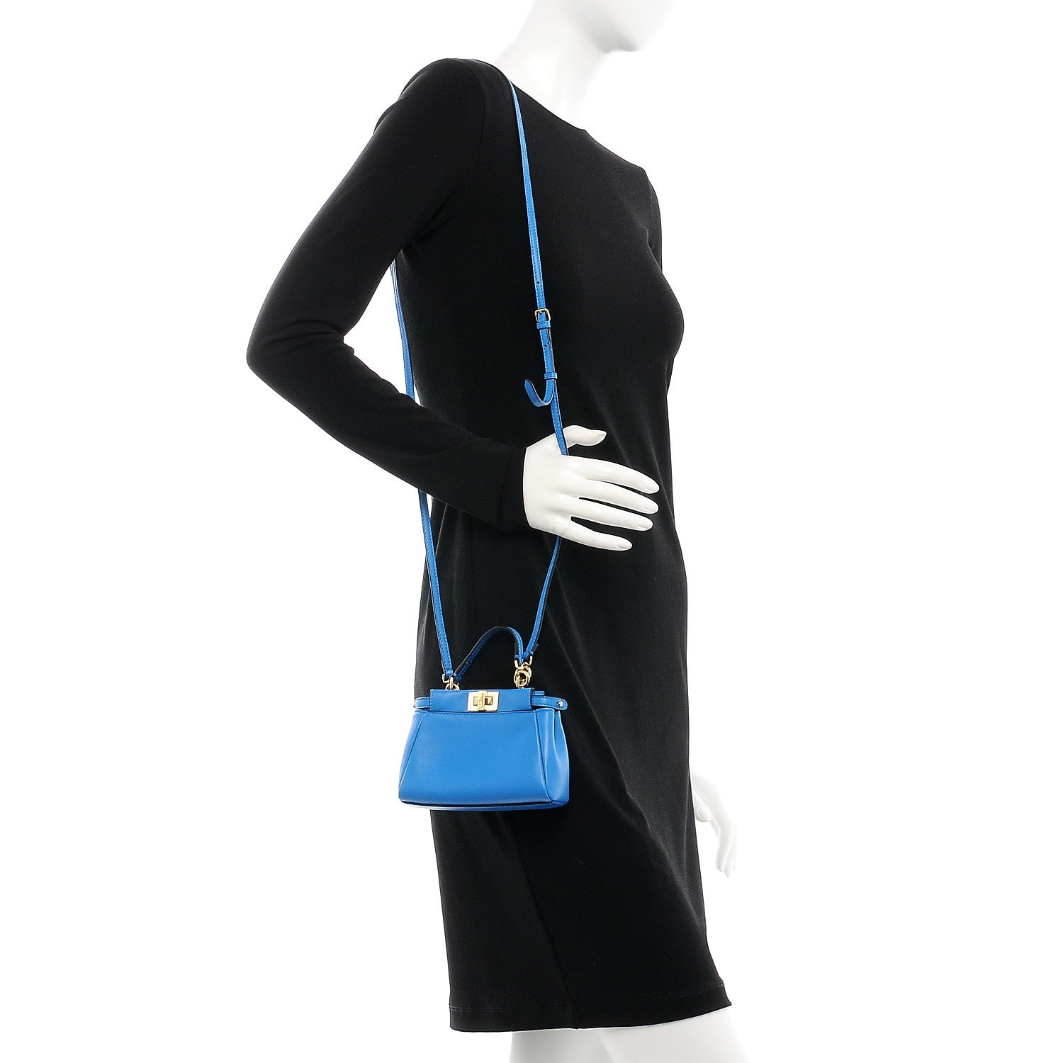 Fendi Shiny Nappa Micro Peekaboo Iconic Satchel Blue Royal 2 of 8