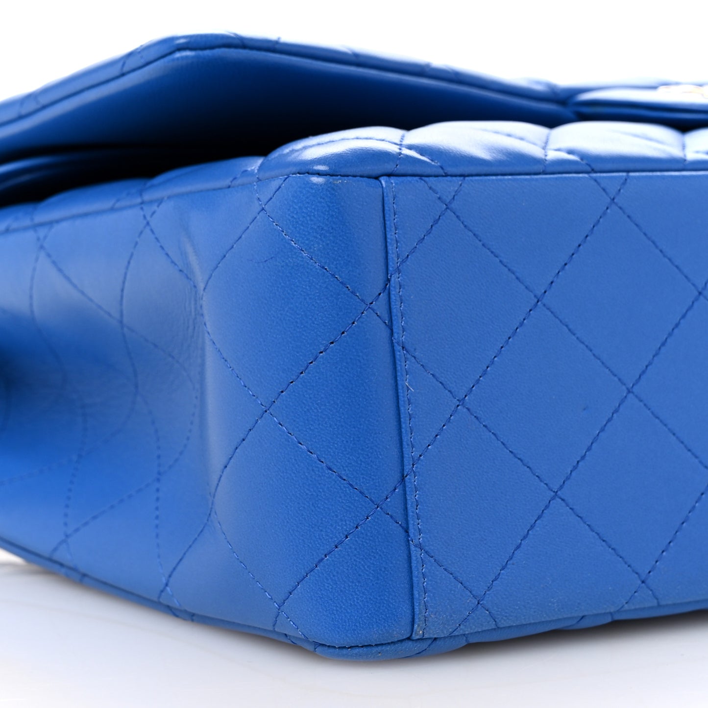 Lambskin Quilted Maxi Double Flap Blue Blue