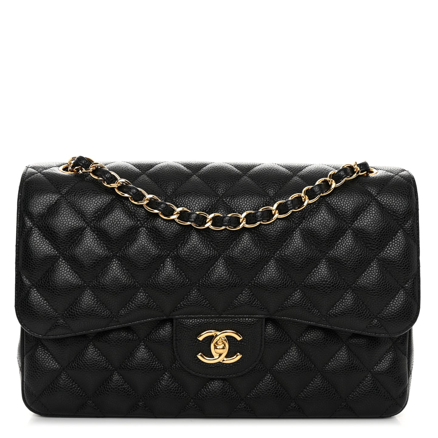 Caviar Quilted Jumbo Double Flap Black