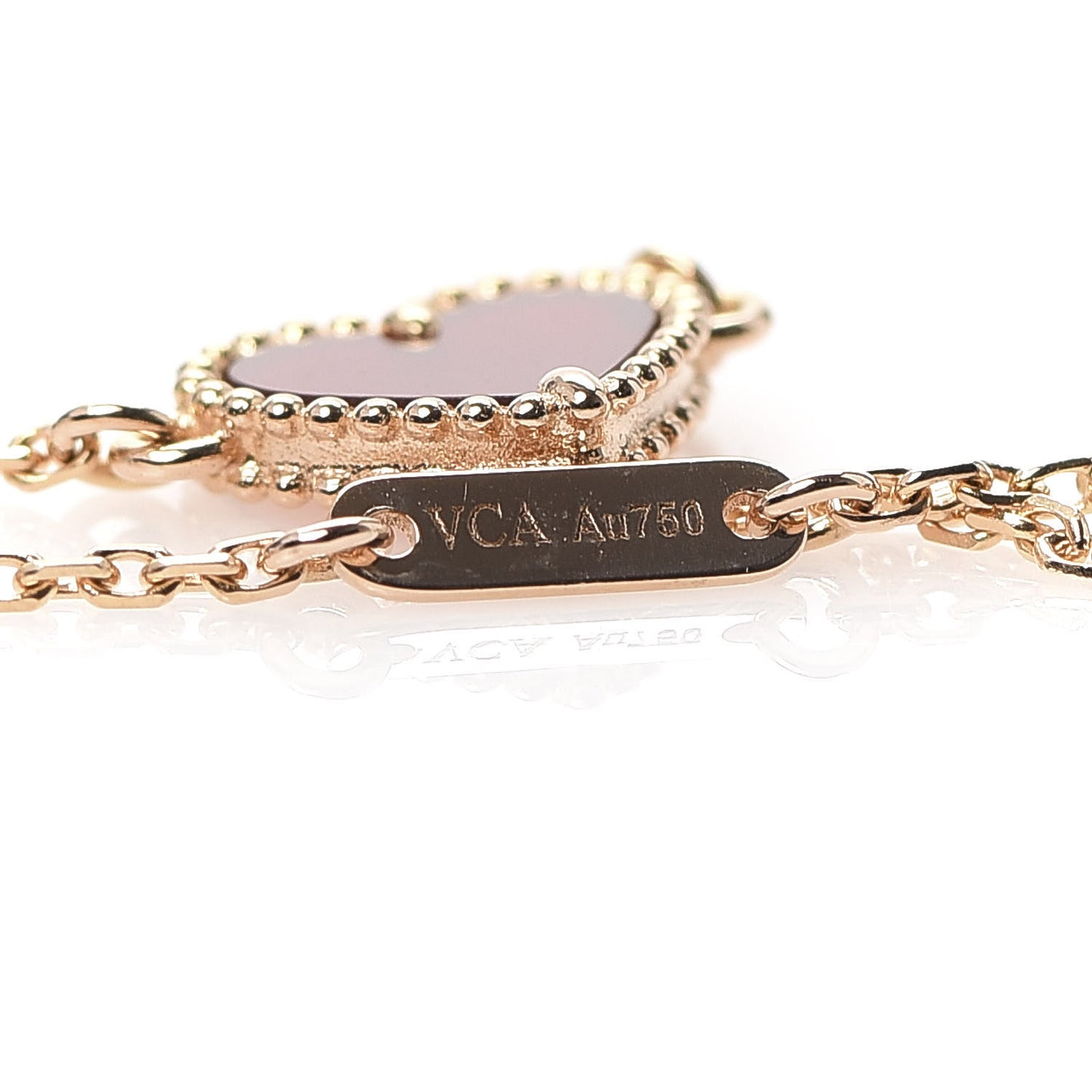 18K Rose Gold Carnelian Sweet Alhambra Heart Bracelet