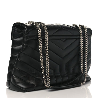 Saint Laurent Calfskin Y Quilted Monogram Medium Loulou Chain Satchel Black 3 of 9