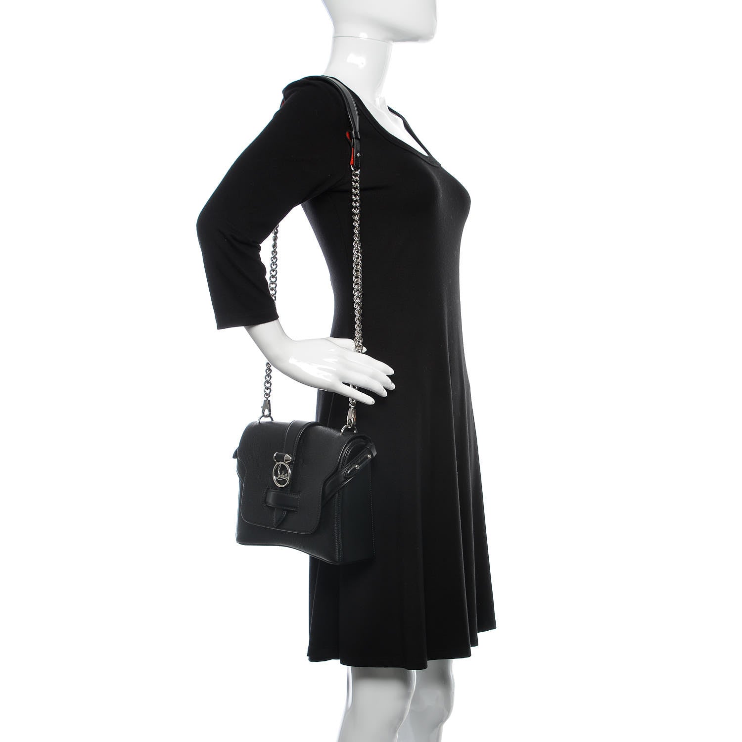 Christian Louboutin Pebbled Calfskin Small Rubylou Shoulder Bag Black 2 of 9