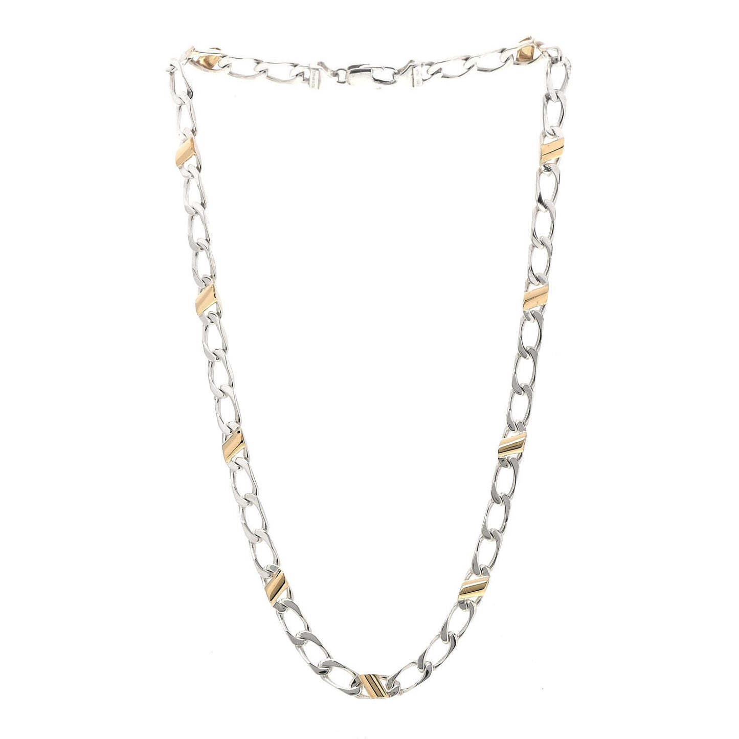 Sterling Silver 18K Yellow Gold Curb Link Chain Necklace