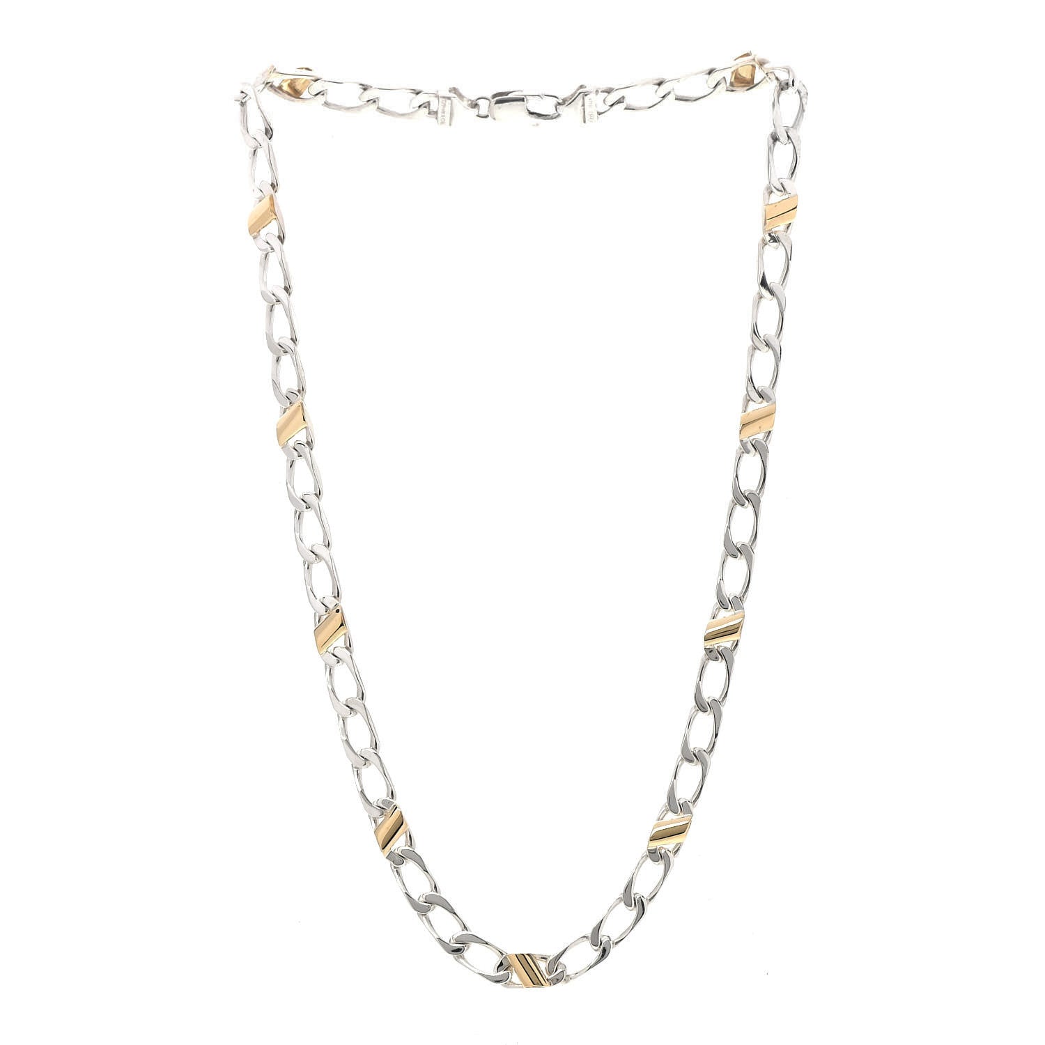 Tiffany Sterling Silver 18K Yellow Gold Curb Link Chain Necklace 3 of 6