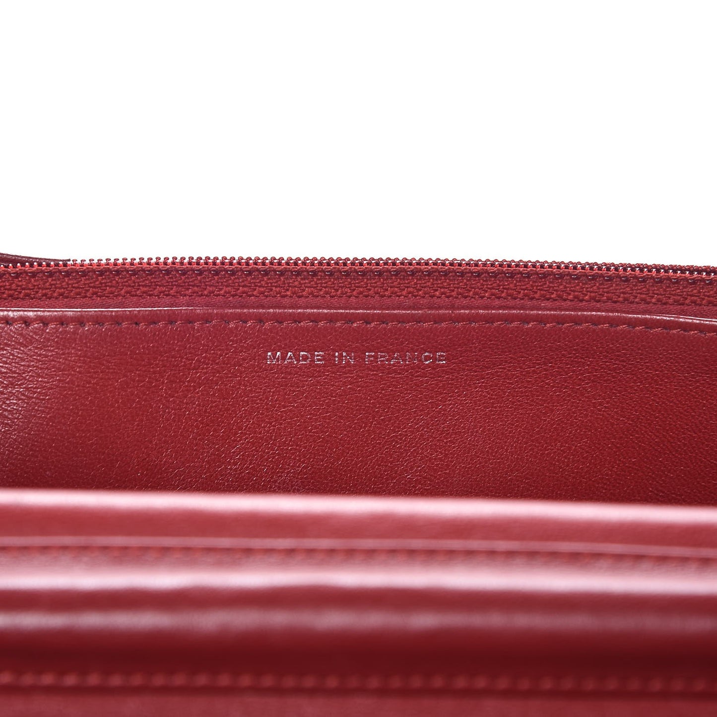 Lambskin Camellia Embossed Wallet On Chain WOC Dark Red