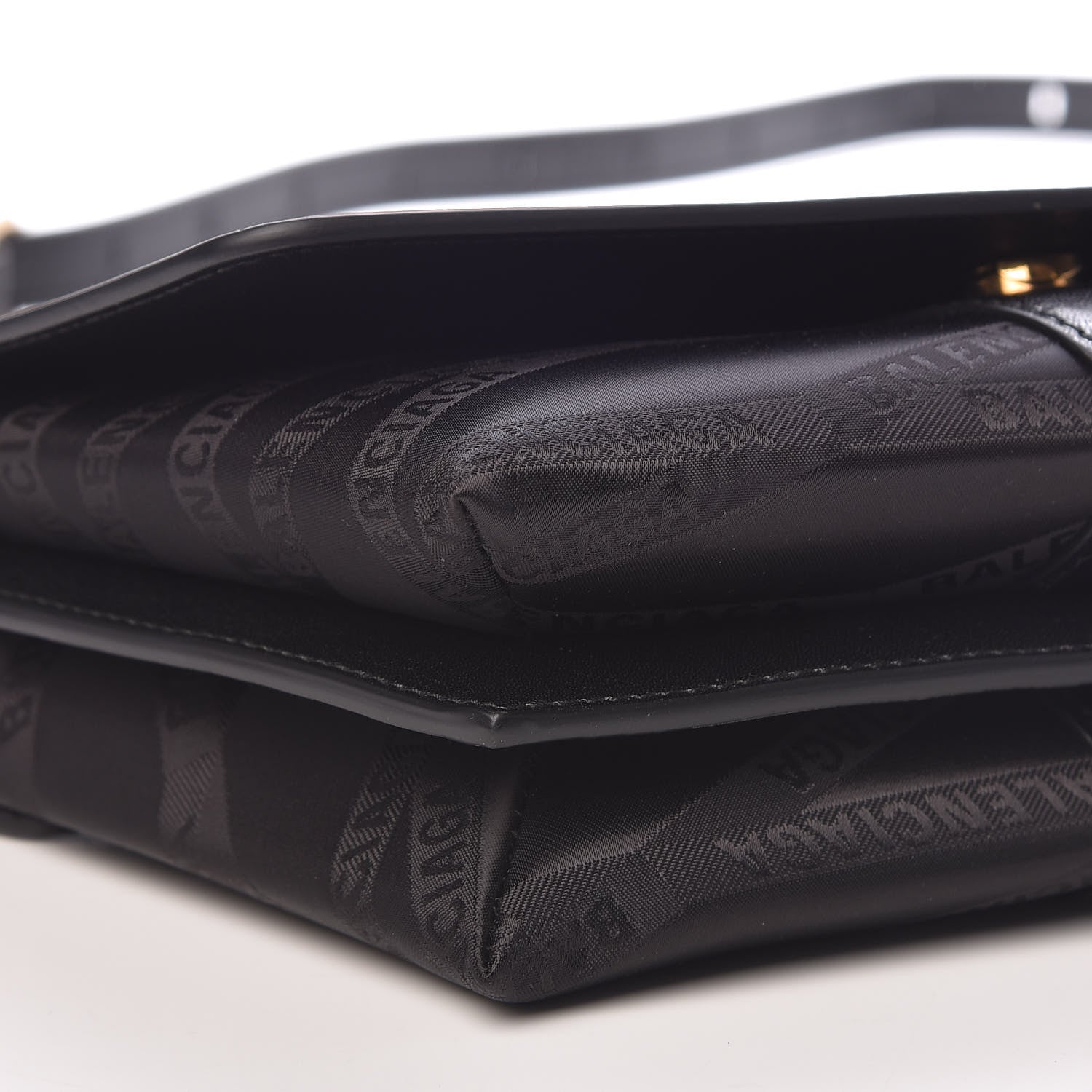 Balenciaga Jacquard Nylon Calfskin Shift Wallet On Strap Black 9 of 10