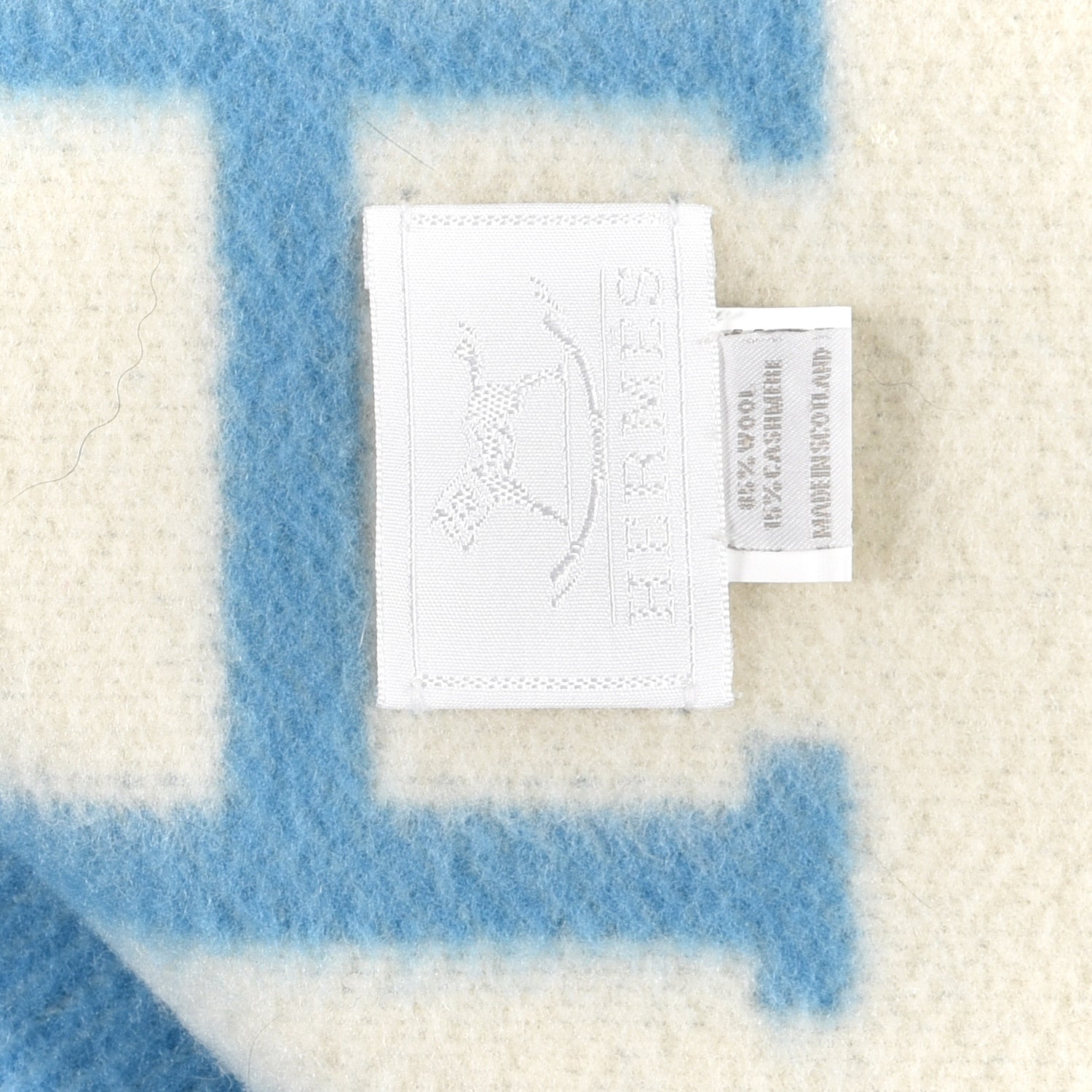 Hermes Wool Cashmere Avalon Baby Blanket Bleu Genievre White 3 of 6