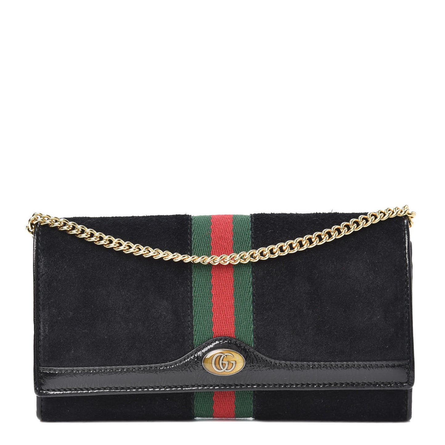 Suede Patent Web Ophidia Wallet On Chain Black