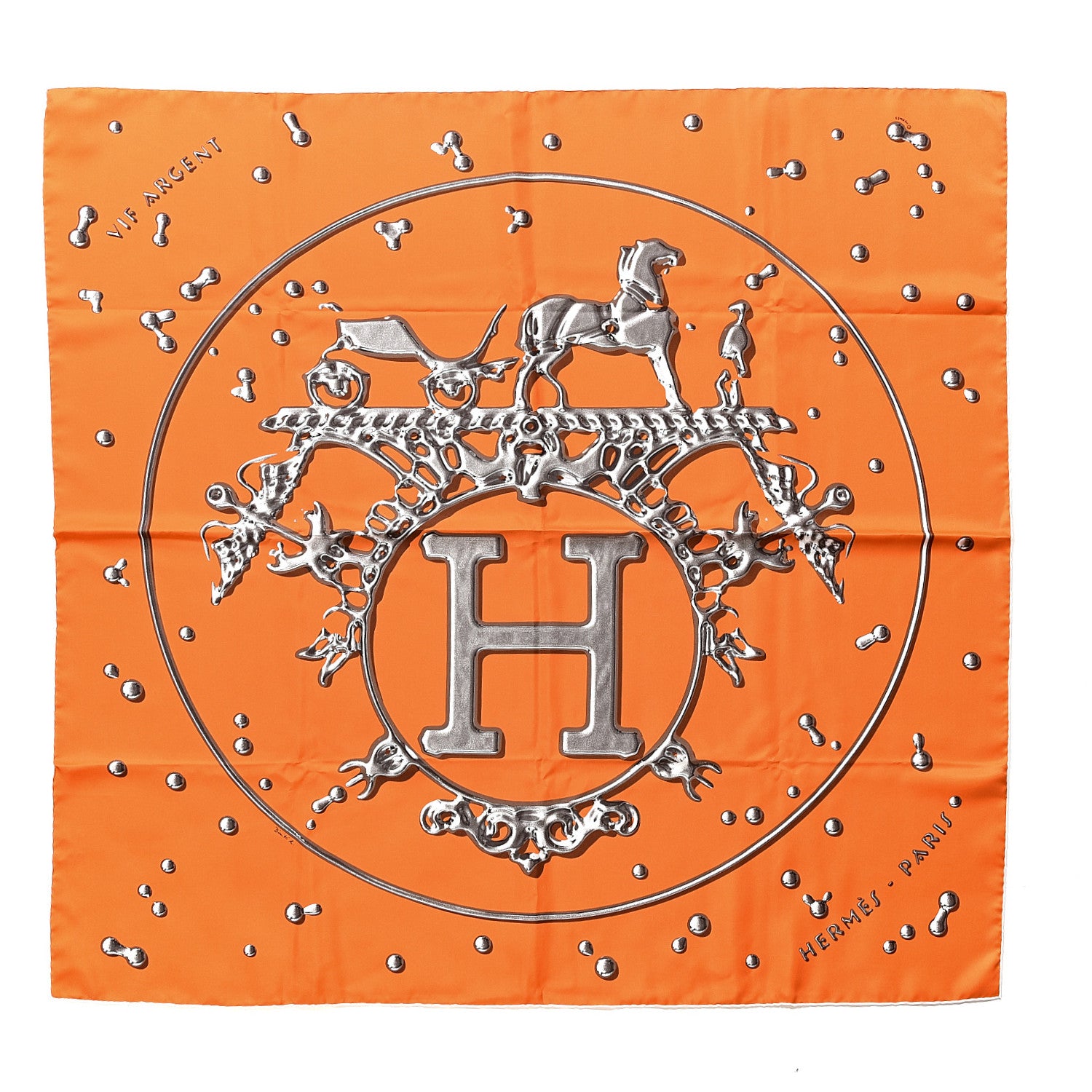 Hermes Silk Vif Argent Scarf 90 Orange 1 of 6