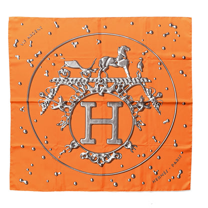 Hermes Silk Vif Argent Scarf 90 Orange 1 of 6