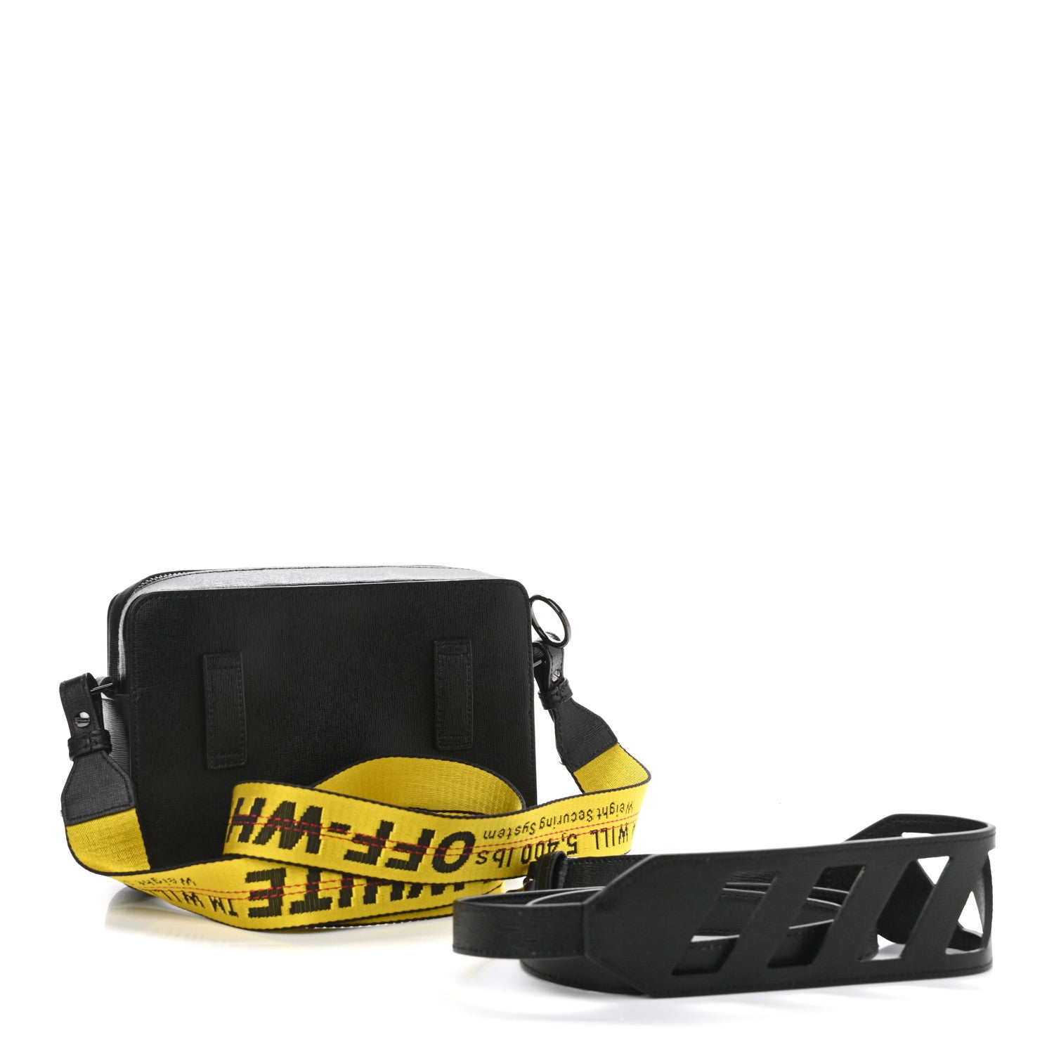 Off-White Calfskin Diag Striped Belt Bag Crossbody Black White 3 of 11