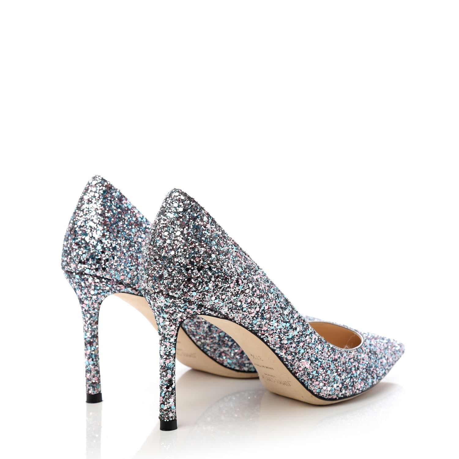 Jimmy Choo Glitter Pointy Toe Romy 85 Pumps 37.5 Bubblegum Mix 4 of 10